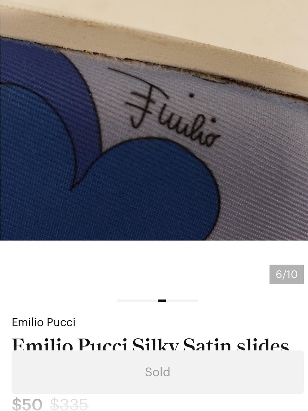 Emilio Pucci Blue Multicolor Wave-Pattern Slide Sandals - Picture 3 of 8